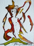 Mann vor roter Figur